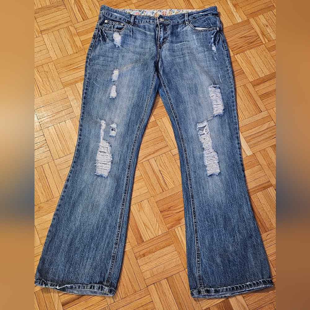 Denim & Co Women's Distressed Blue Jeans, Sz.14